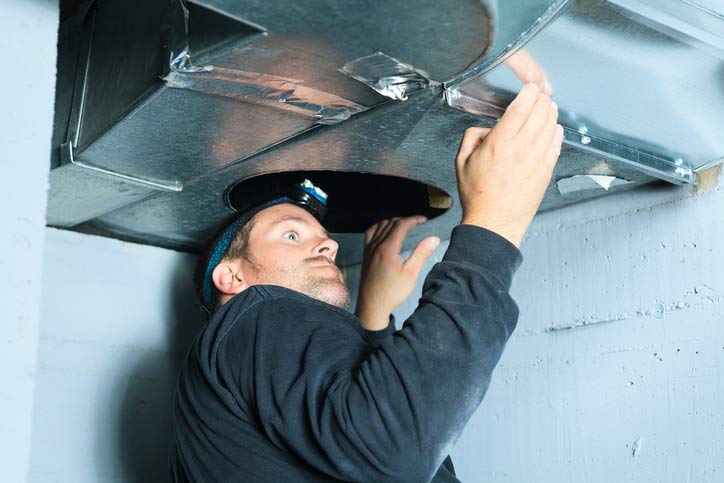 Service your air conditioning and Cleaning Duct - Ductwork cleanouts keep your systems healthier and remove allergens; Duct Cleaning with Sani-Vac in the capital region